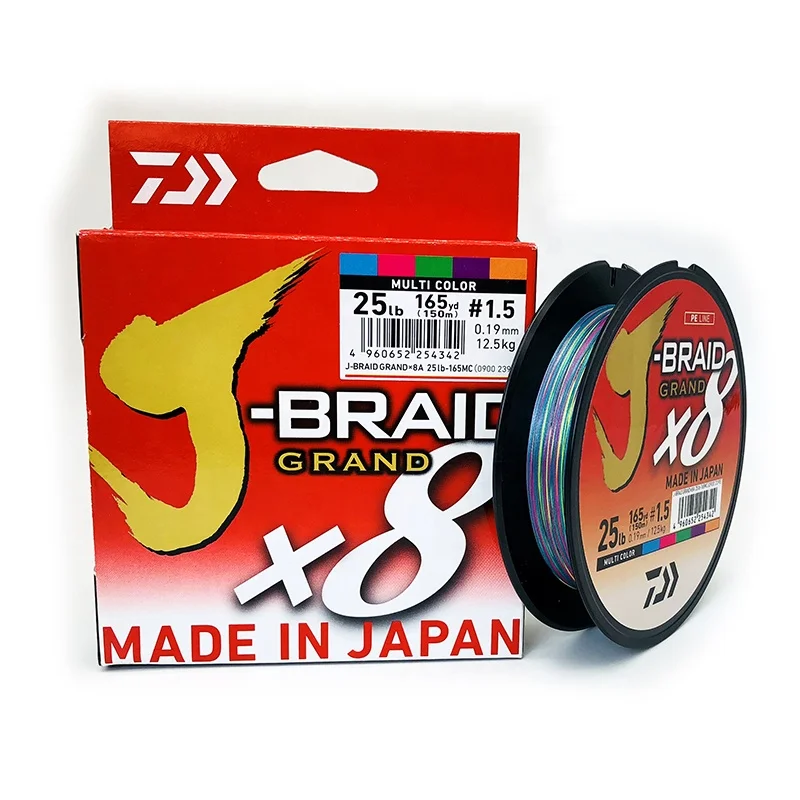 Original DAIWA 150M/300M 8X J-BRAID GRAND PE 8 Strands Braided PE Fishing Braided line Made in Japan