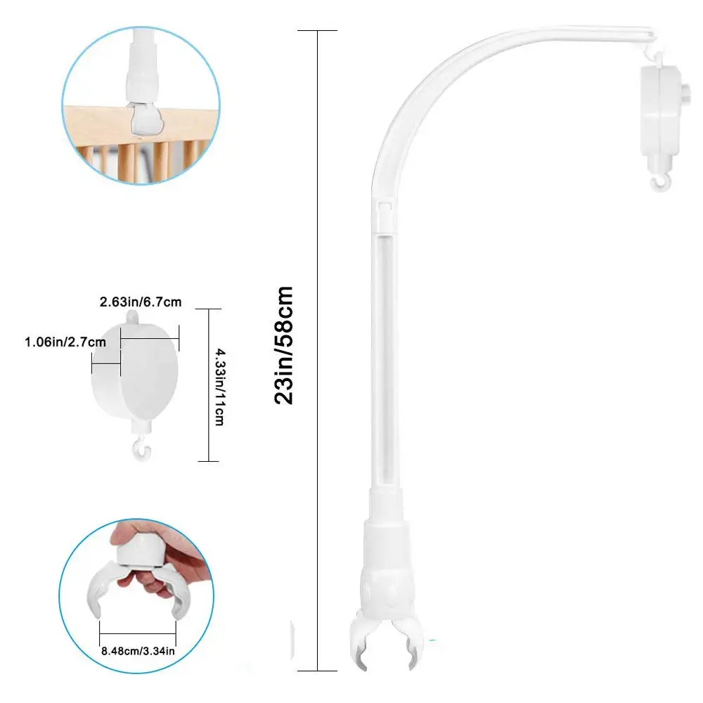 wholesale adjustable claw black plastic crib hanger accessories baby mobile holder for diy toy decoration bracket attachment