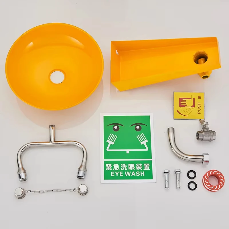 High Quality Professional Wall Mounted Industrial Stainless Steel Lab Fitting Safety Emergency Eye Wash Station