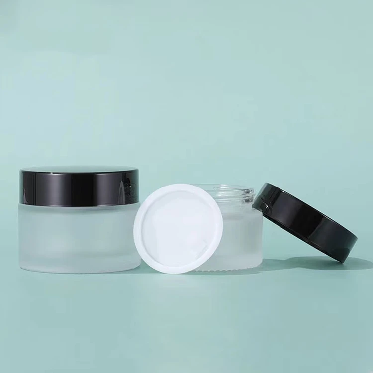 cosmetic glass packaging 5g 10g 15g 30g 50g 100g 100ml clear frosted jar with lid