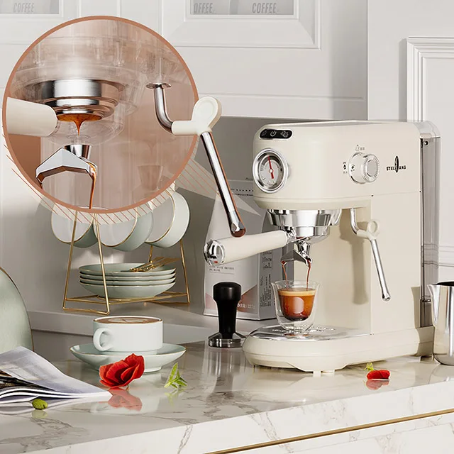 Foshan Appliance Coffee Machine Stainless Steel 15 Bar Pump Espresso Coffee Maker with Milk Frother