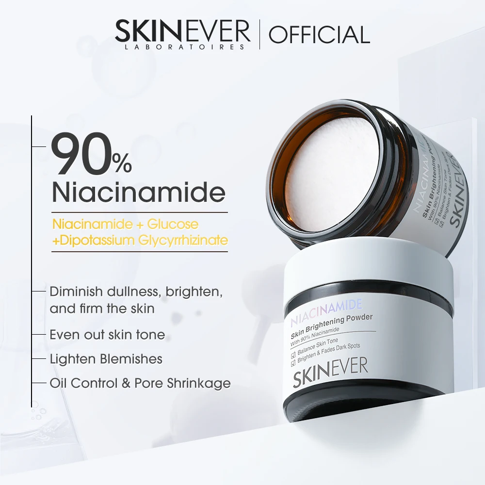 SKINEVER 90% Niacinamide Powder Essence Facial Skincare Brightening Blemish Moisturizer with Pearl as Main Ingredient