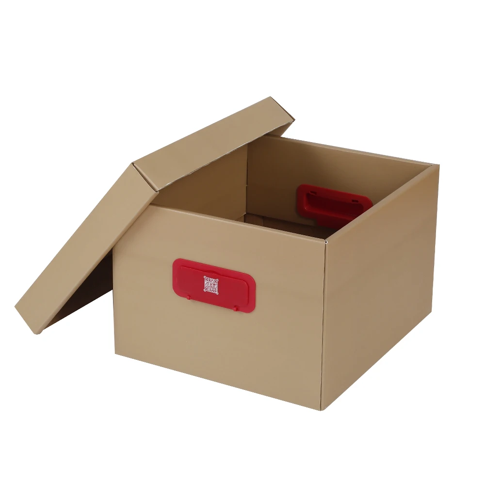 A4 Folding Desktop Office Organizer Collapsible Corrugated Cardboard Carton Paper Document File Storage Box With Handles Lid