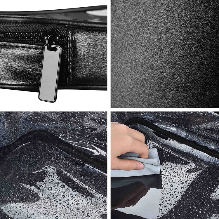 custom black dresser PU leather artist cosmetic backpack bag for makeup barber backpack