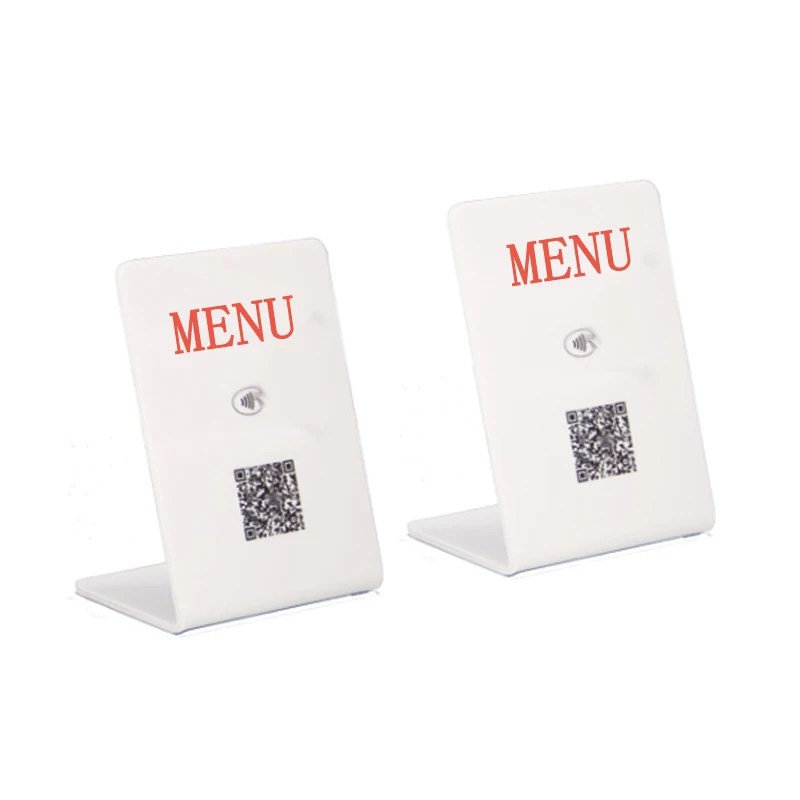 Customized Plastic NFC QR Code NT 213/216 NFC Rfid Menu Stand On Table
