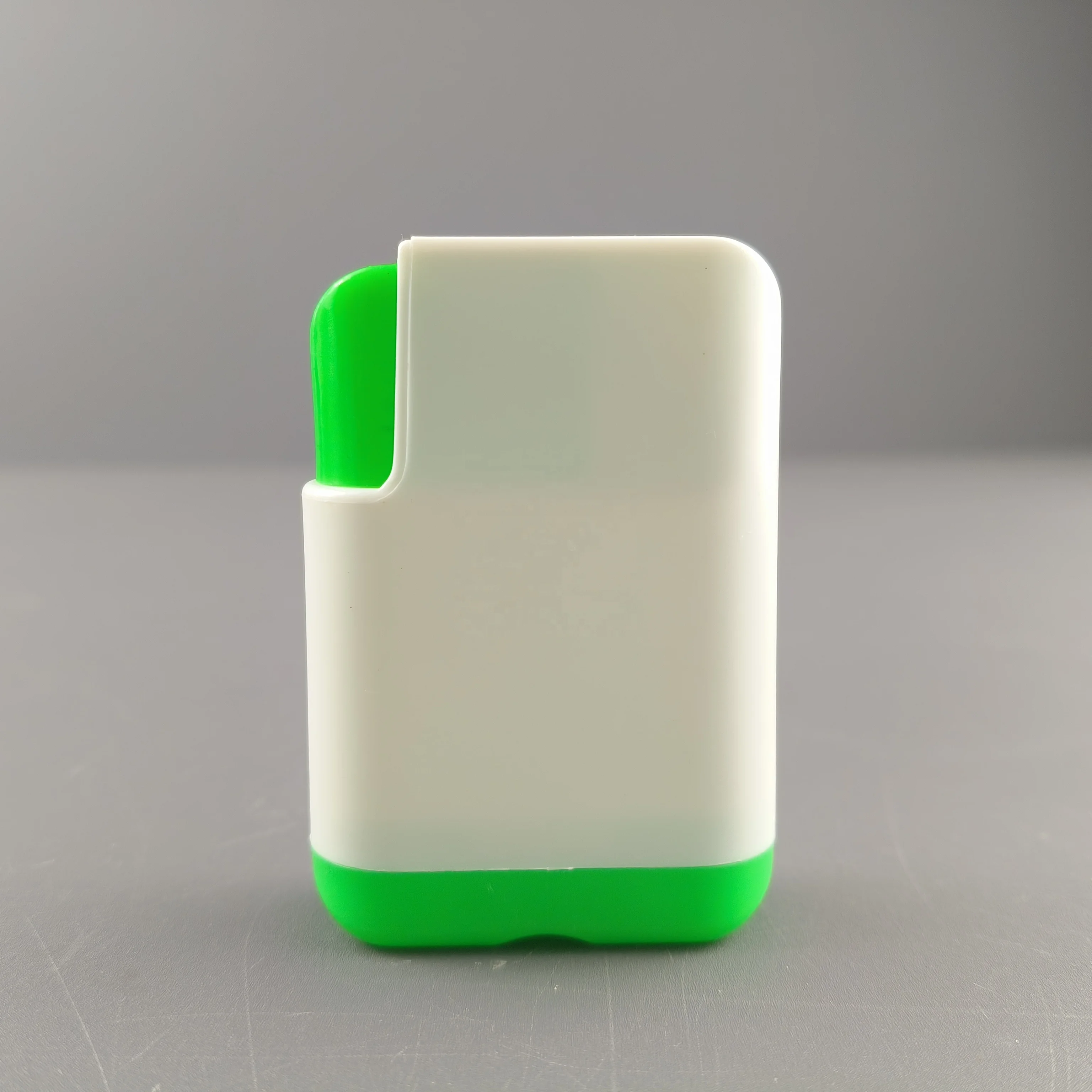 Plastic tablet dispenser green white color candy box with tear off cap pill medicine container