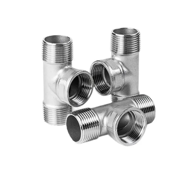 304 stainless steel tee water pipe joint outside and inside wire tee 46 minutes 1 inch direct through thread fittings