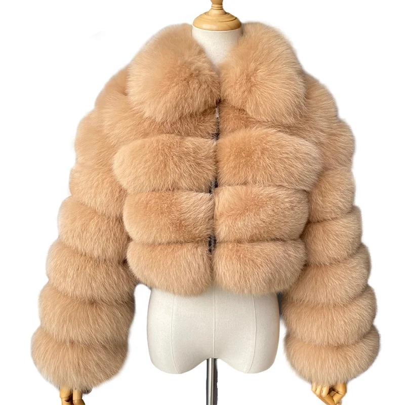 New Arrival Fashionable Coat Women Winter Short Style Black Fur Coat Luxury Faux Cropped  Fox Fur Jacket
