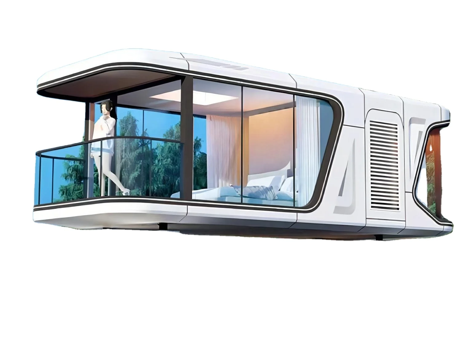 The latest popular prefabricada modular space ships pod movable tiny house aluminum alloy steel structure cabin capsule homes