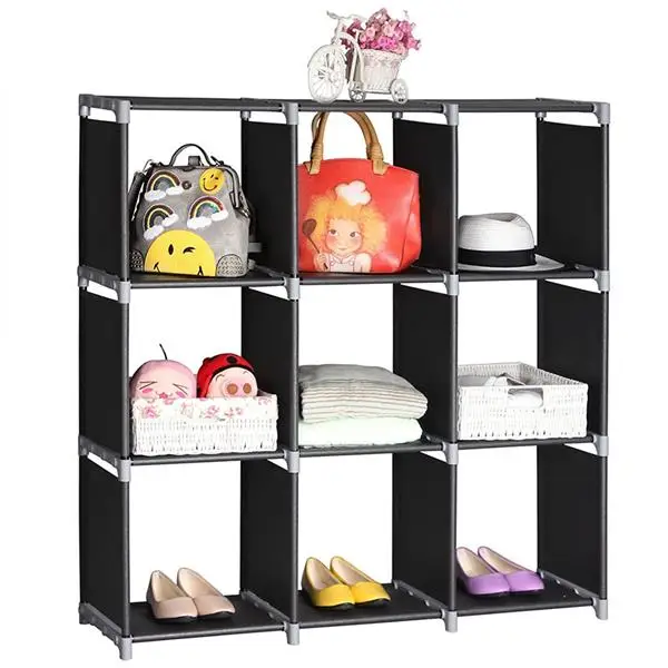 9 Cube Storage Rack Staircase Organizer DIY Steel Storage Racks Shelving Units for Living Room Children Room Bookcase