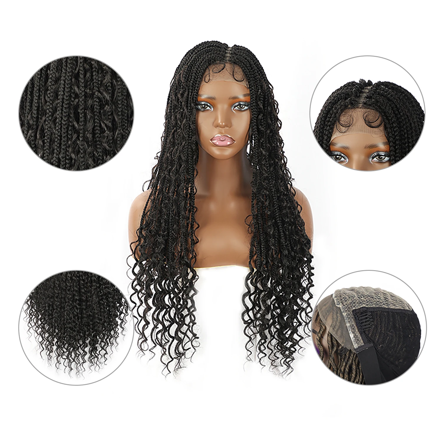 Synthetic Hair Wigs With Baby Hair,New Arrival Black Soft Butterfly Locs Wig,Handmade Lace Front Braided Wigs For Black Women