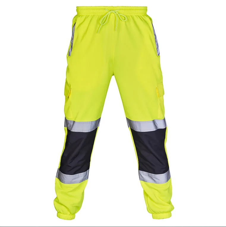 HBC Newly Designed Polyester Breathable Drawstring Stitching Silver Reflective Strip Beam Feet Safety Reflective Work Pants