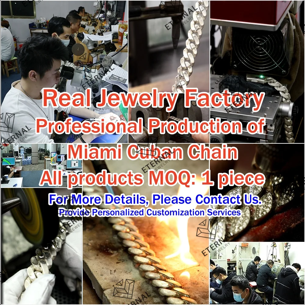 Factory Custom Hip Hop 20mm Real S925 Silver 9K 10K 14K 18K Solid Gold Miami Cuban Link Chain Necklace Bracelet for Men Women