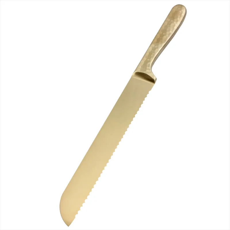 Kitchen Use 8 Inch Stainless Steel Kitchen Serrated Bread Knife With Hammered Handle