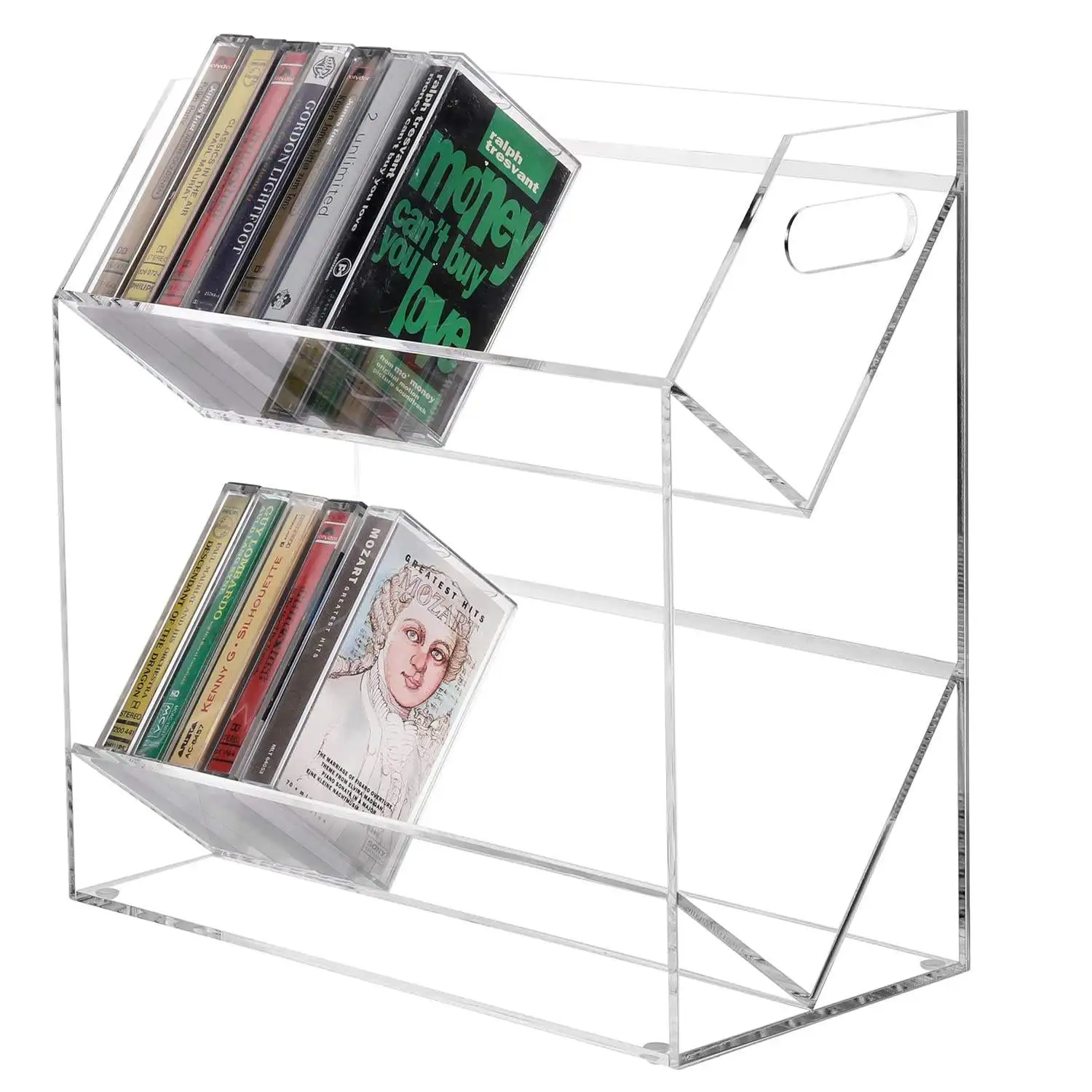 Custom Clear Acrylic Cassette Tape Holder Desk Tape Cassette Organizer Shelf Retro Audio Tape Storage Racks