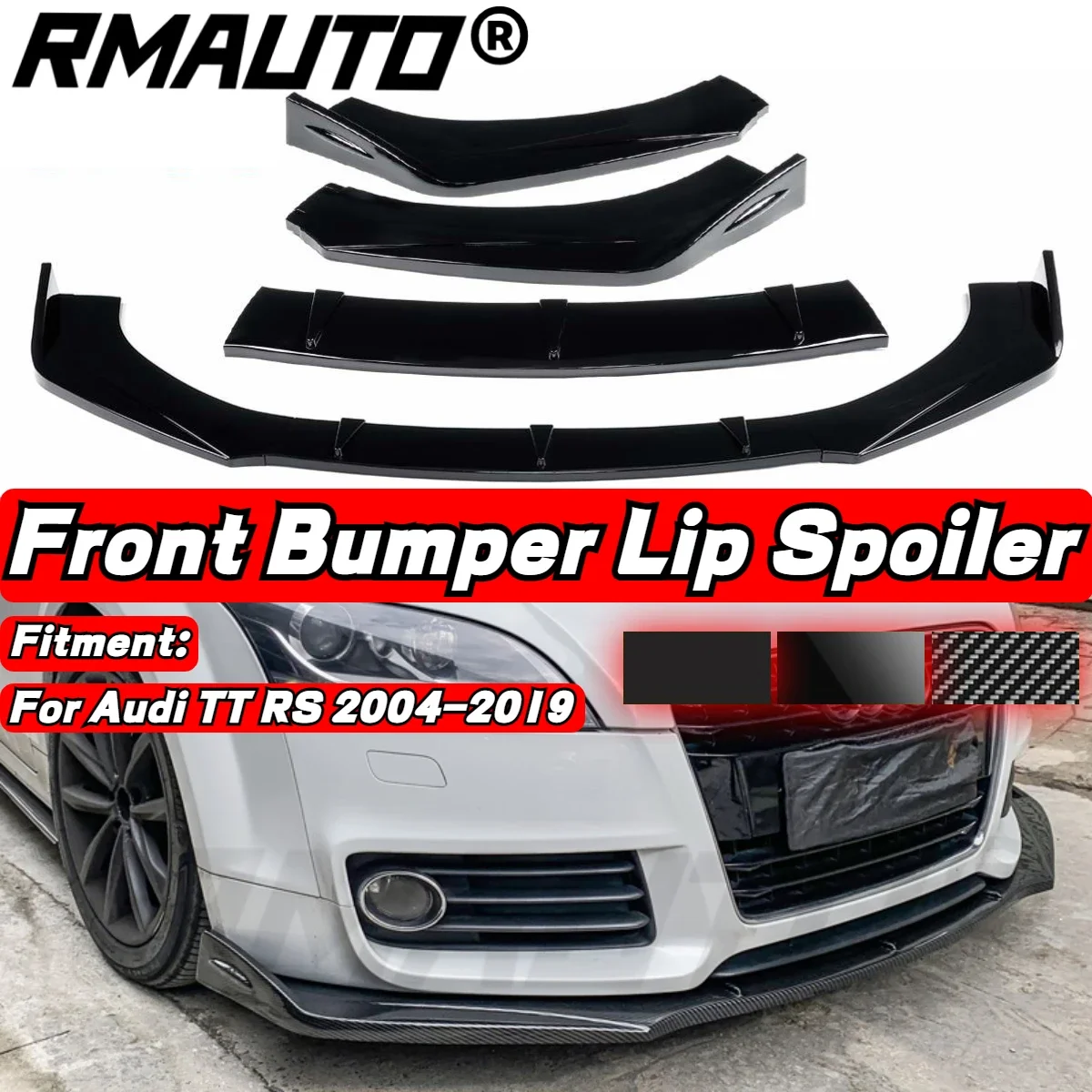 For Audi TT RS 2004-2019 Car Front Bumper Lip Splitter Chin Body Kit Spoiler Diffuser Protector Guard Exterior Parts Tunning