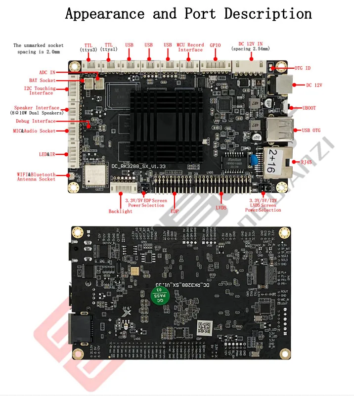 Industrial Control Motherboard Vending Machine RK3288 LVDS 2K ARM Linux Android Board DDR 64GB ATX New