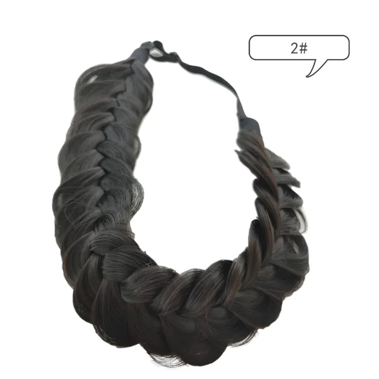 Wholesale Fashion Two Strand Fishtail Handmade Loose Wig Headband Plaited Braids Elastic Hairpiece