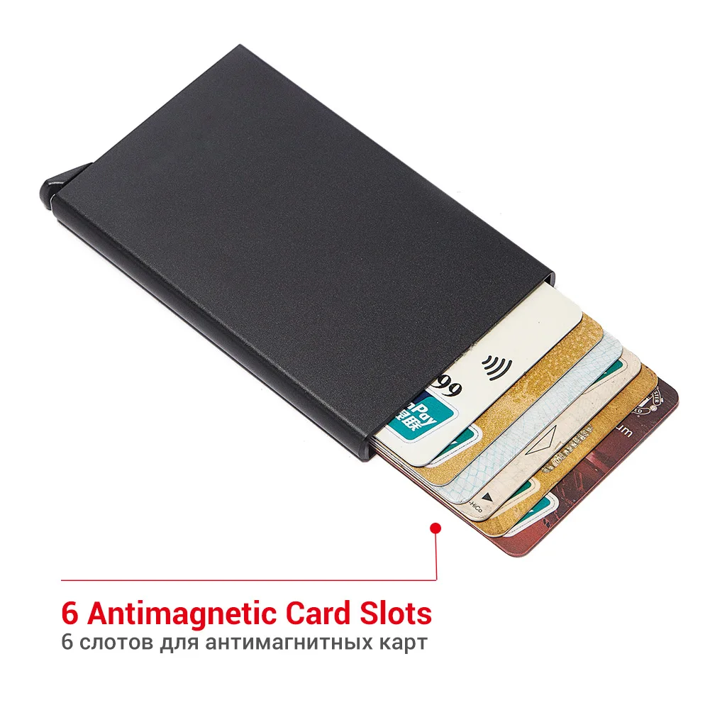 TS Custom Logo Slim Metal wallet RFID Aluminum Box Auto Credit Card case Automatic Pop Up Card holder
