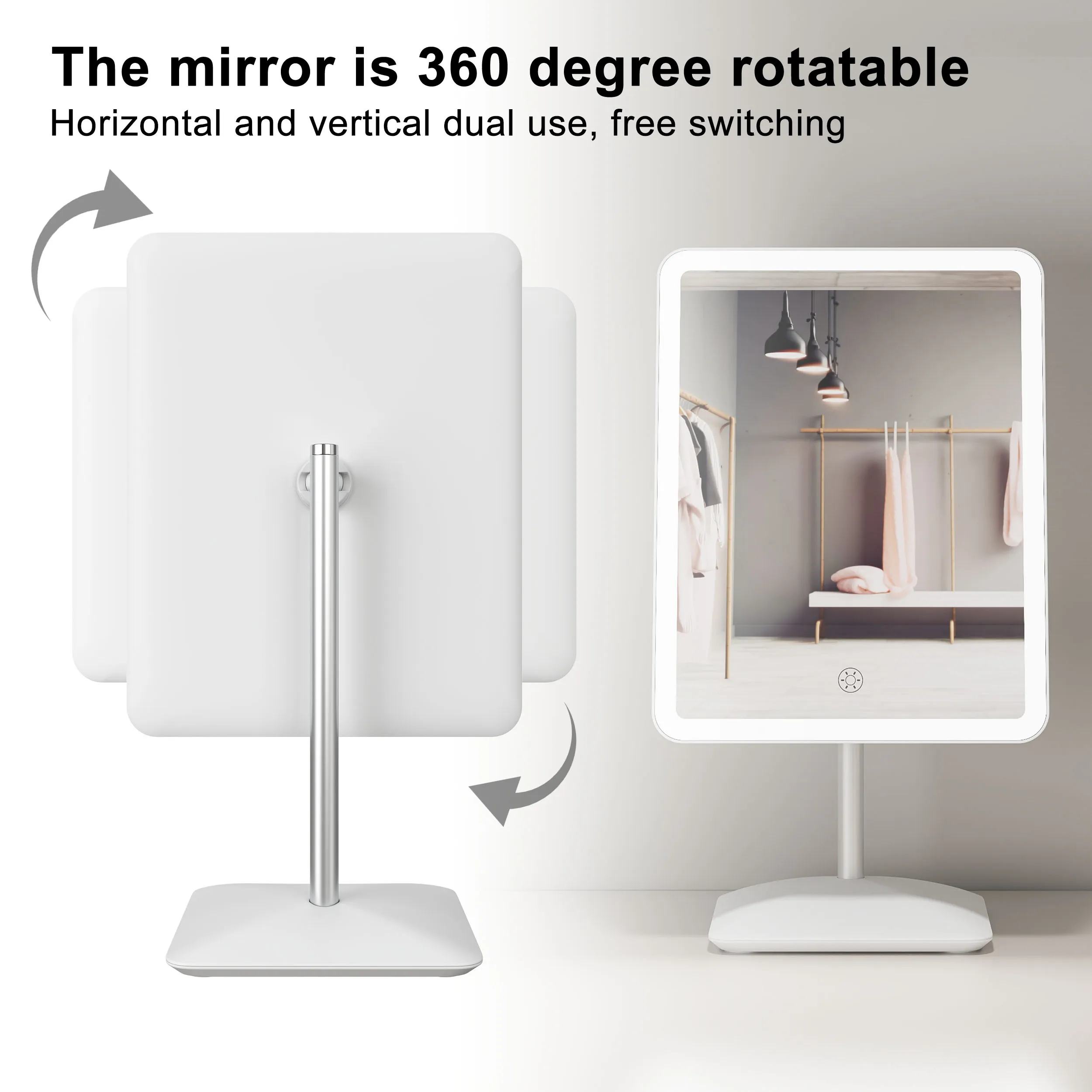 360 Degree Rotatable 84 Led Lights Brightness Adjustable Tabletop Cosmetic Lights Led Vanity With Table Makeup Mirror