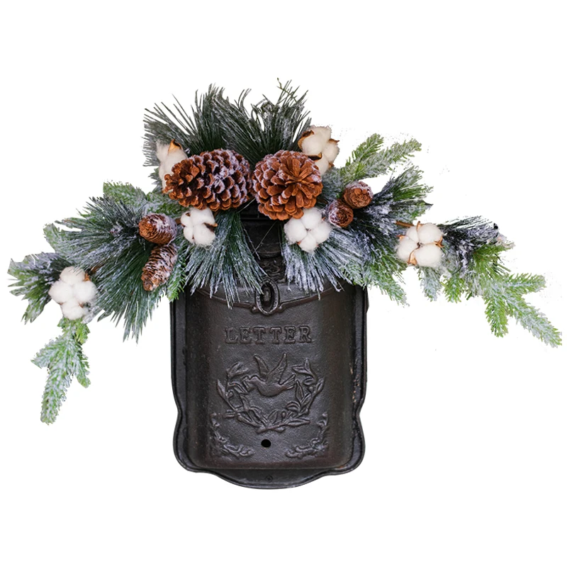 Christmas decorations garland vine nordic snow scene christmas artificial wreath