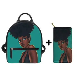 Women PU Leather Backpack College Rucksack Mini Backpack Travel Bag Afro Black Girls Teenager Rucksack Sac A Dos 2019