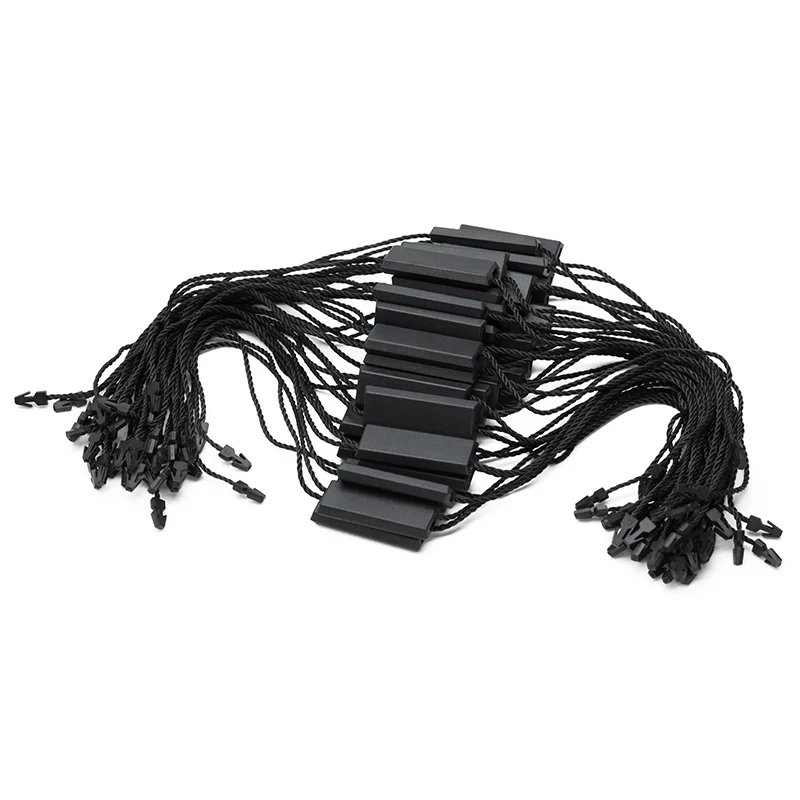 Garment Clothing Hang Tag Custom Logo Seal Device Lockable Polyester String Rope Plastic Garment Clothing Hang Tag Strings