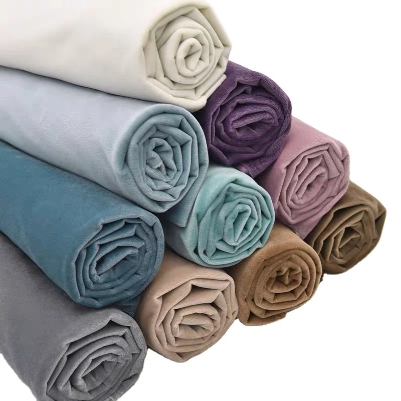 ETong Factory  Polyester Plain Holland Velvet Fabric For Curtain Sofa Upholstery