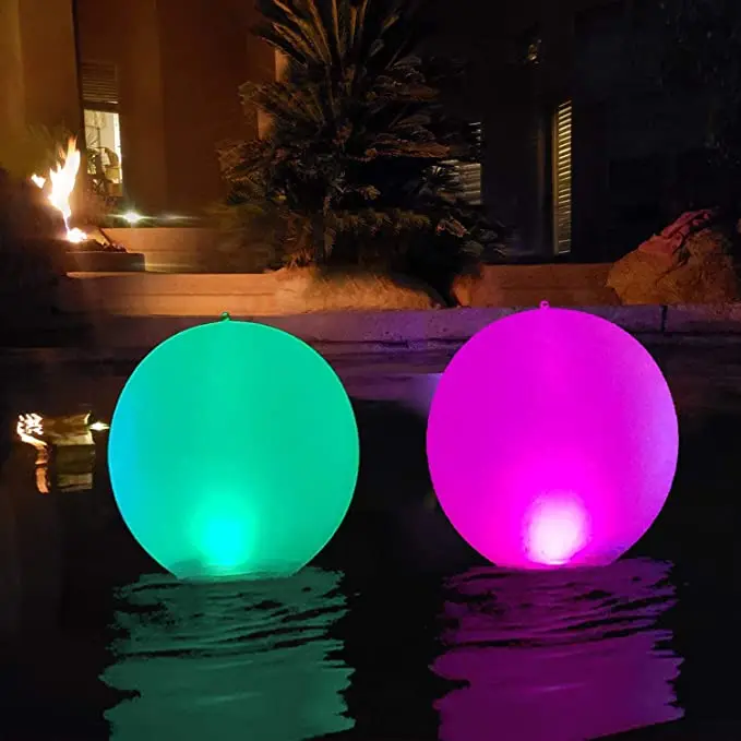 HOT IP68 Waterproof Rechargeable LED Color Changing Solar Powered 14 Inch Inflatable Floating Ball Pool Light