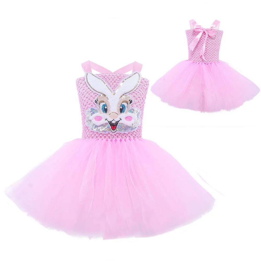 LZH 2022 New Girls Holiday Birthday Party Dress Little Girl Easter Carnival Costumes Kids Cartoon Bunny Dress Up