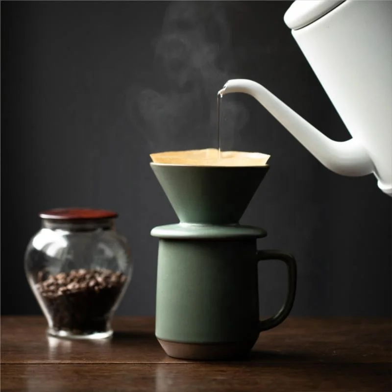 
Spot ceramic hand coffee filter cup single hole V60 American matte grey coffee drip filter drip filter cup 