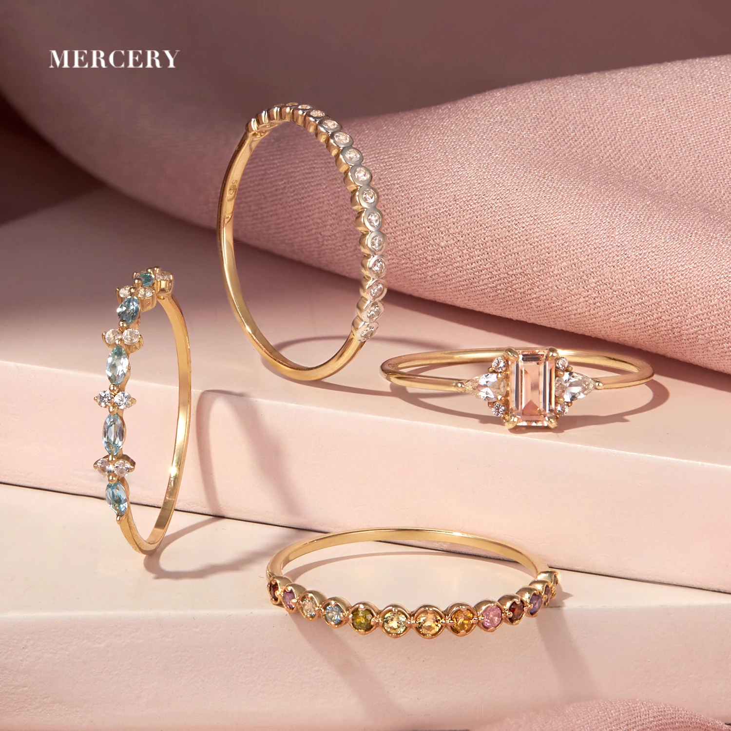Красочные ювелирные изделия Mercery красивое кольцо с драгоценным камнем 14 карат однотонные золотые кольца для женщин