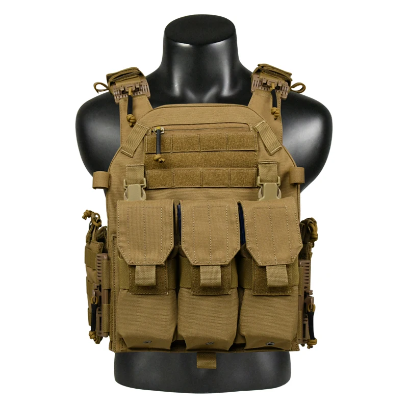GAF BSCI Coyote Brown Custom Detachable Laser Molle Chalecos Tactical Backpack Tactical Crossfit Plate Carrier with ROC system
