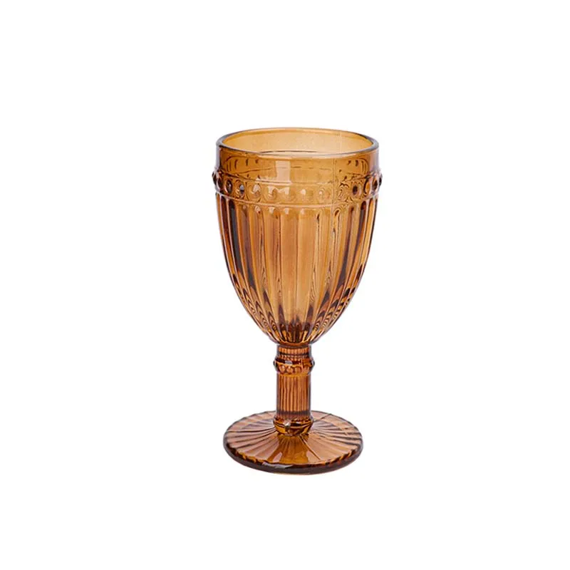 Wholesale Glasses Embossed Champagne Glass Goblet Party Wedding Decoration Luxury Red Pink Wine Glasses Cups Set