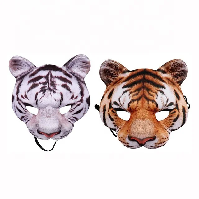Wholesale Half Face Tiger Mask Cosplay Masquerade Party Realistic Mask Halloween Animal Mask for Cosplay Party