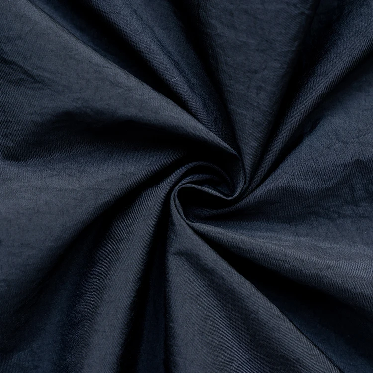 Twill crinkle  light weight thin down proof plain weave sportswear down jacket  nylon fabrictextile