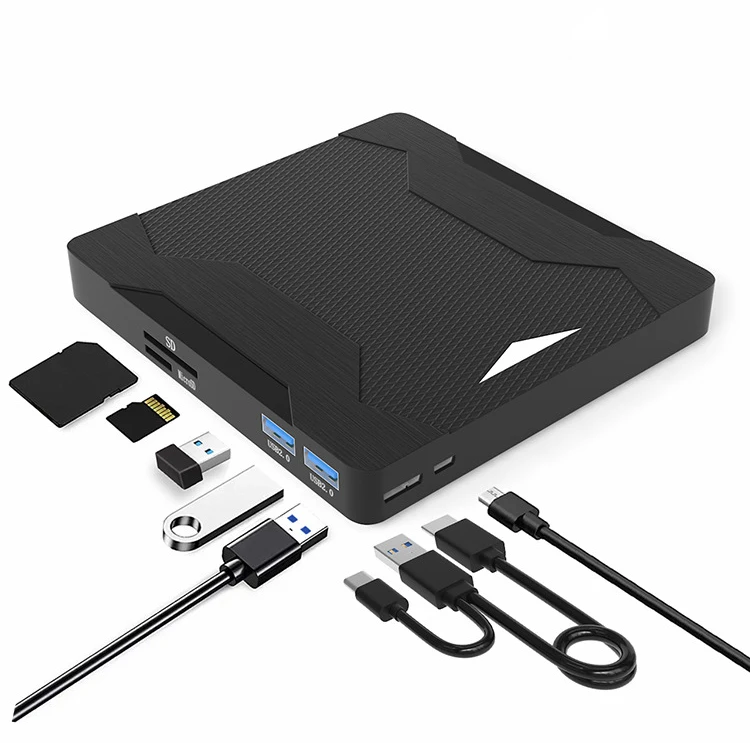 USB3.0 External DVD Drive Type-C DVD RW CD Optical Drive Burner SD Card Reader Player Free Drive for Macbook Laptop Computer