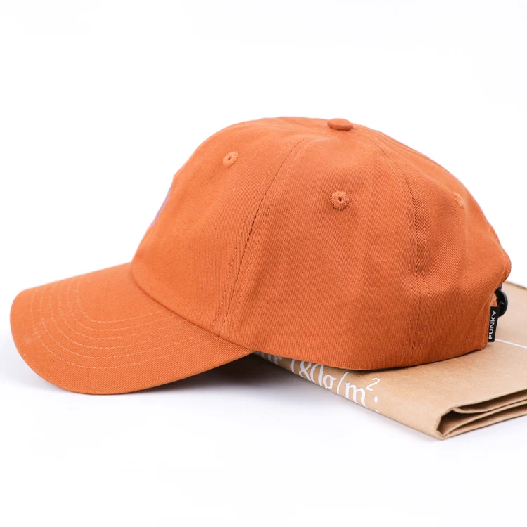Qianzun high quality orange 6 panel custom embroidered dad hats with custom logo