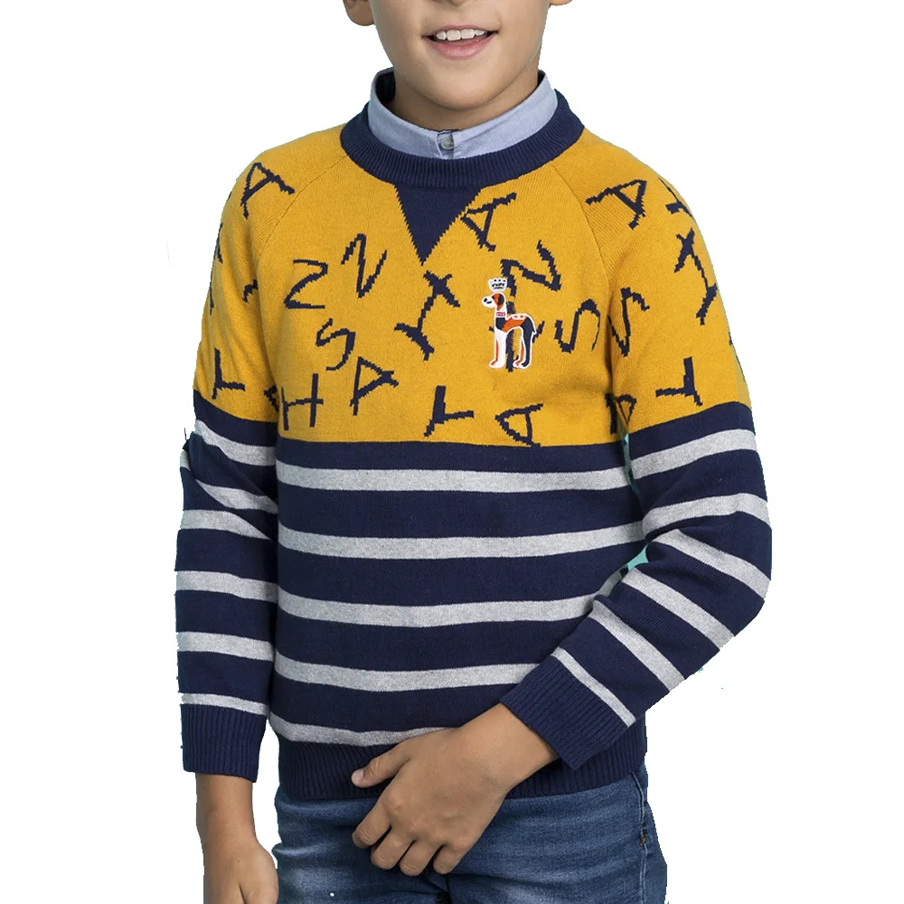 
high quality 100% organic cotton children jacquard stripe sweaters 