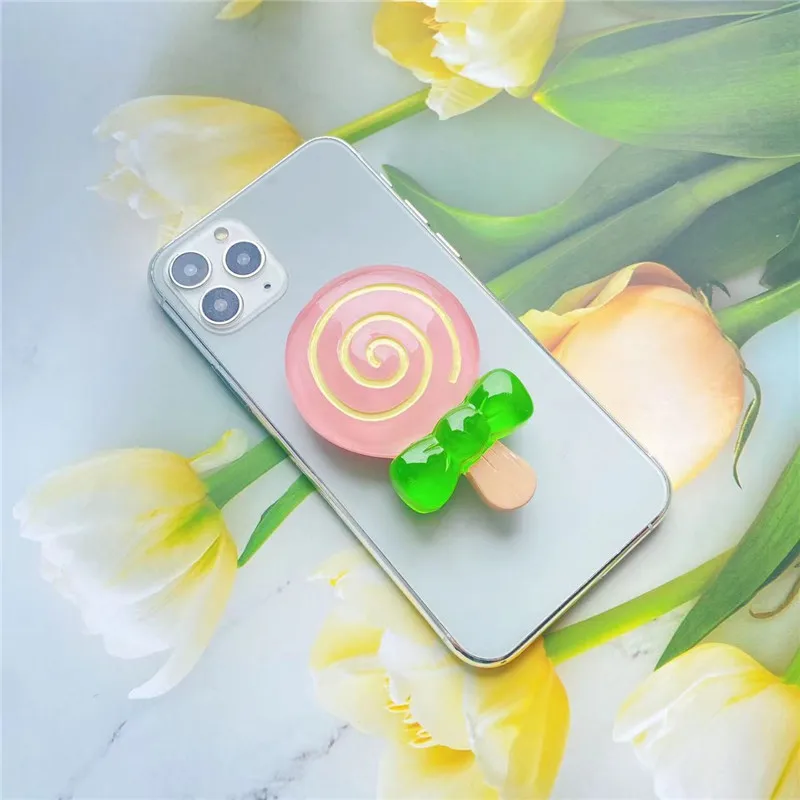 Factory Wholesale 3D Candy Color Ice Cream Grip Tok Korea Phone Holders Stand Socket Summer Fresh Bracket Foldable Phone Grip