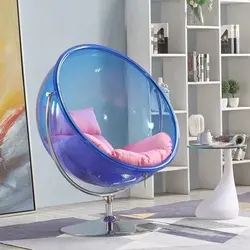 Luxury Gold Acrylic Hanging  Swing chair outdoor Floor Stand  Bubble Chair for living room garden bedroom hotel chair
