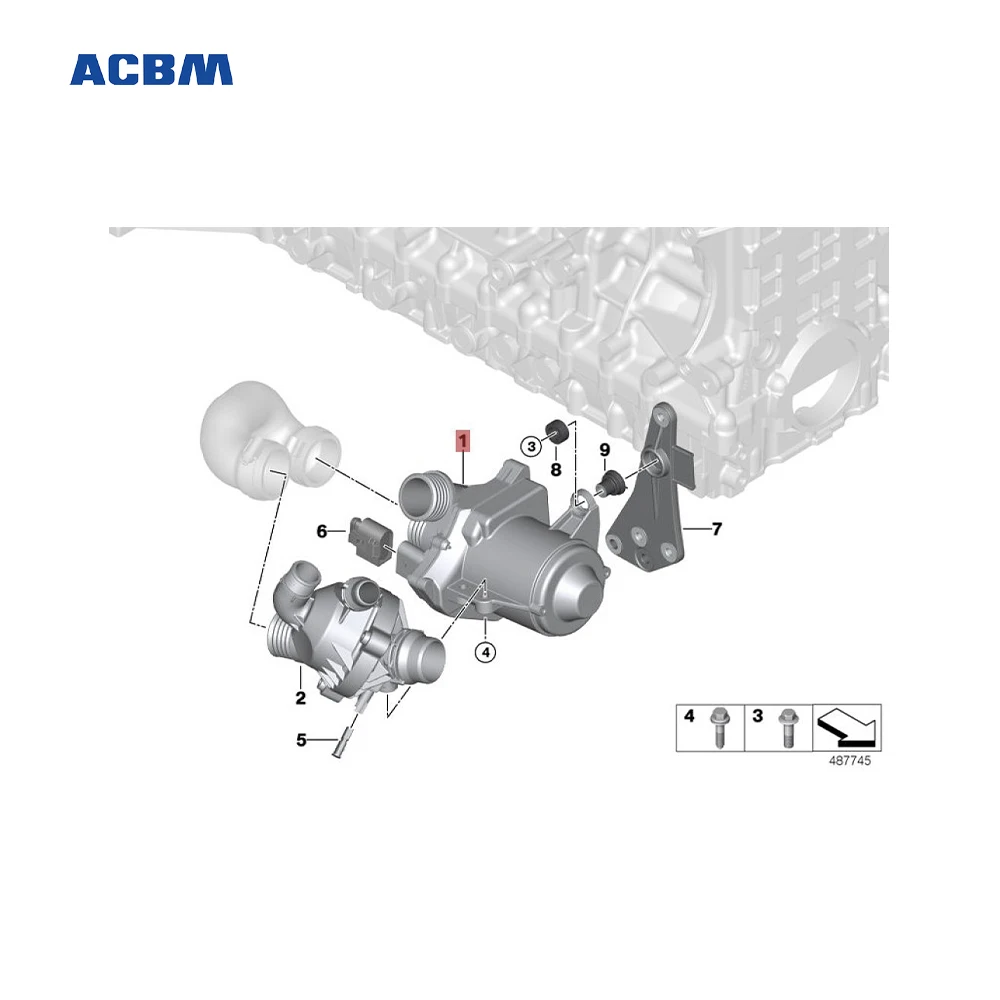 11515A05704 Cooling System Water Pump Thermostat For BMW F02 7 Series