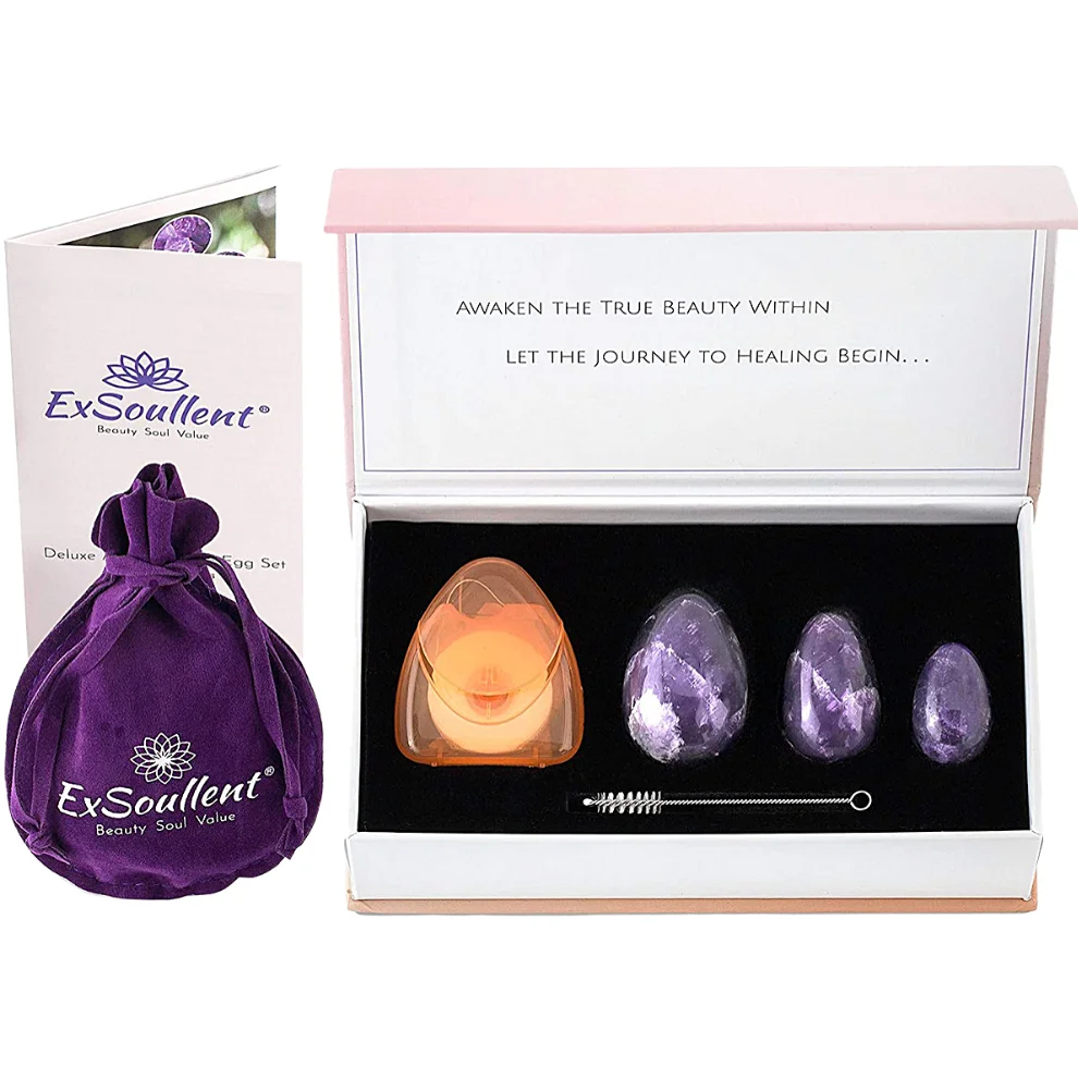 
Wholesale Certified Purple Jade Balls Vagina Drilled Stone Crafted Crystal Yoni Massage Eggs Set Chakra for Women Incontinence 