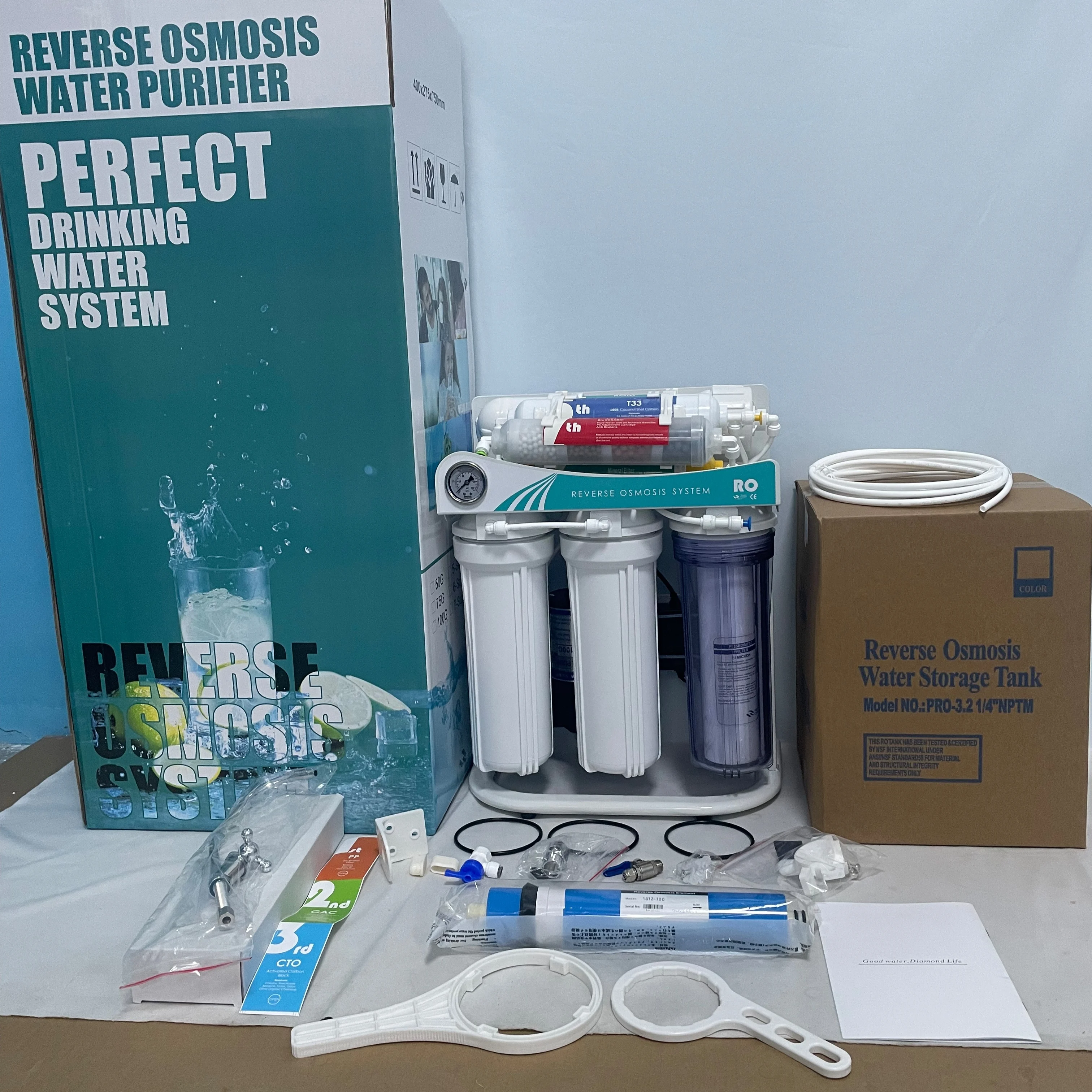 7 ступеней 100GPD Бытовая система обратного осмоса с кронштейном очистители воды