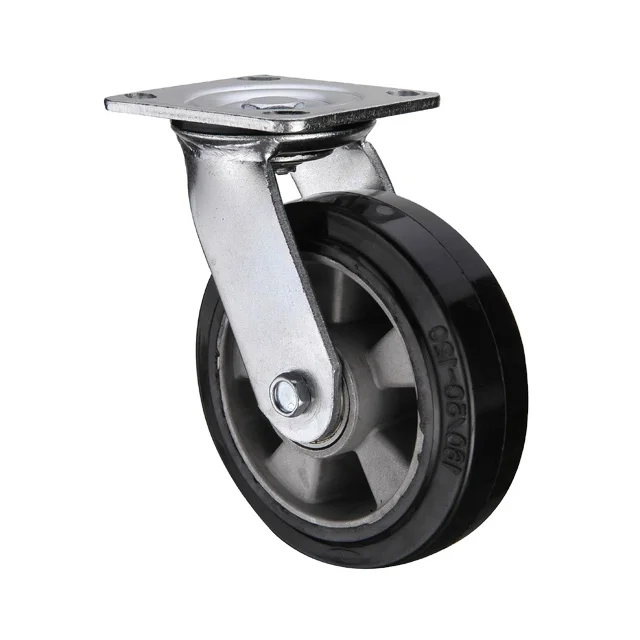 High Quality stainless steel 5 6 8 10 inch sofa castor Aluminium core elastic rubber wheel heavy duty Cart caster wheels