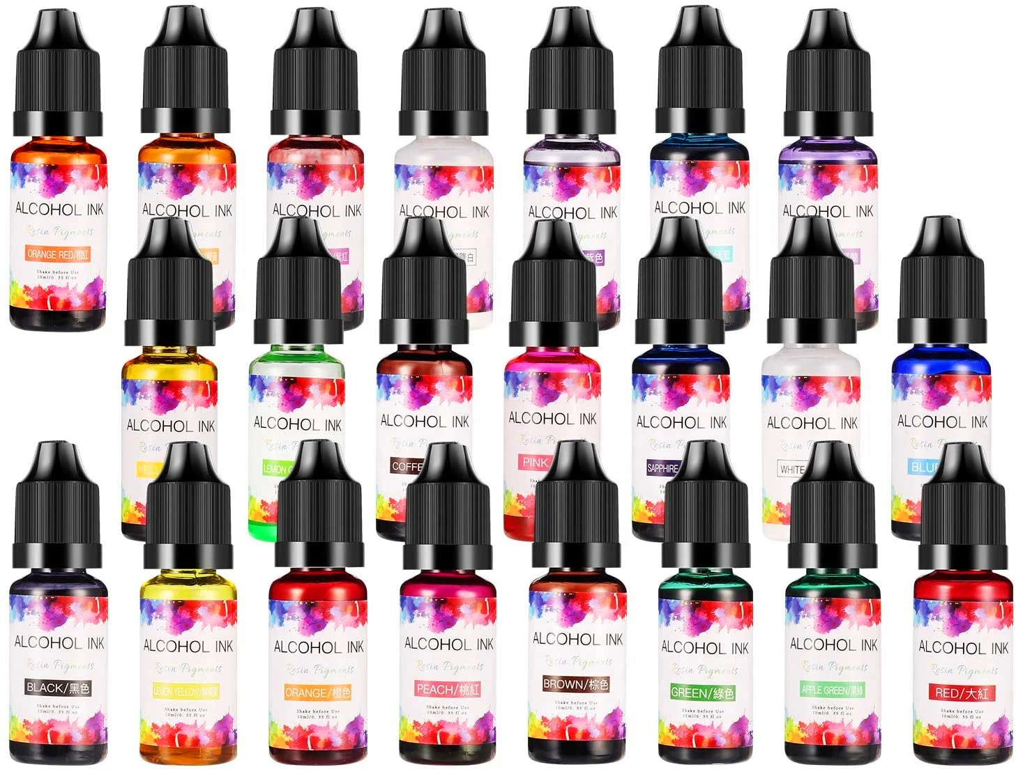 Alcohol Ink Set - High Concentrated Alcohol Inks - Versatile Alcohol Ink for Resin, Tumblers, Coasters Making (22 x 10ml/0.35oz)