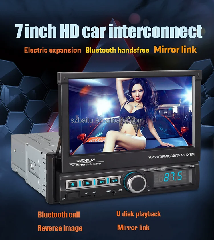 7 inch MP5 1 Din Car Radio Autoradio Retractable Touch Screen RDS AUX BT FM Stereo Auto Car dvd player