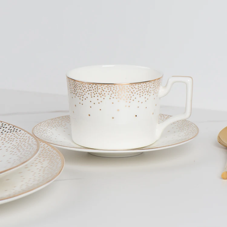 Luxury gold dot home tableware dinner plate restaurant ceramic dinnerware dinner sets