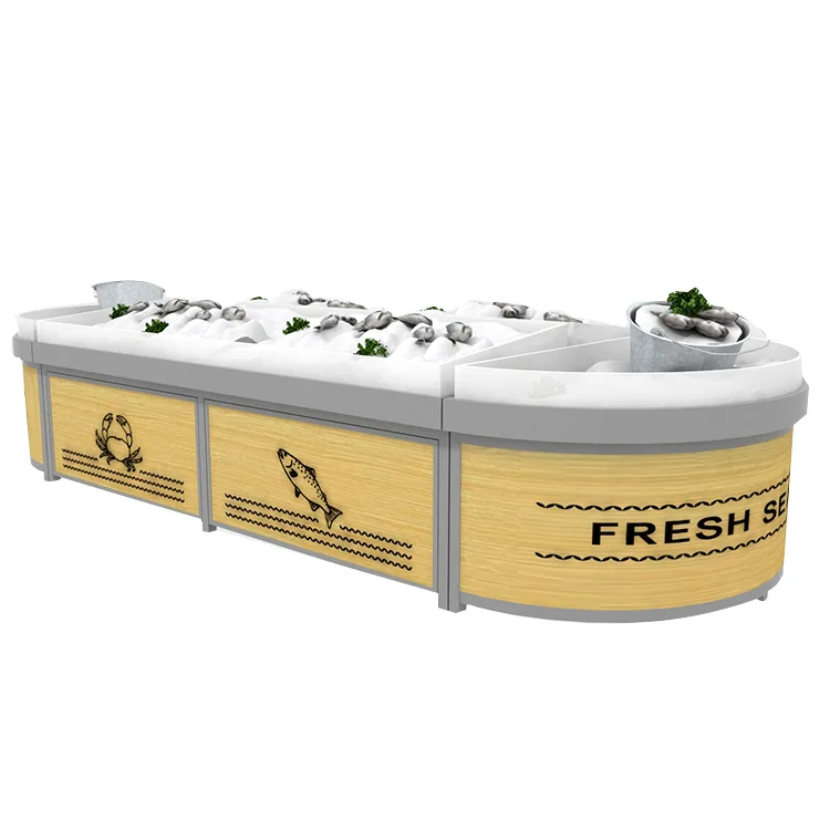 Factory direct supply supermarket open fresh seafood fish display counter equipment