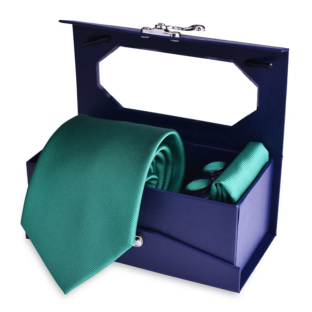 3 шт./компл. 8 см мужских галстуков платок с запонками Комплект сплошной цвет шеи галстук-бабочка высокое качество нагрудный подарочной коробкой